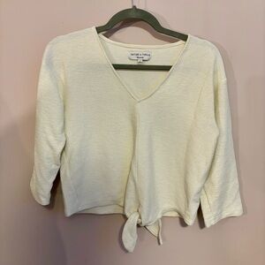 Madewell texture & thread 3/4 sleeve front tie v neck